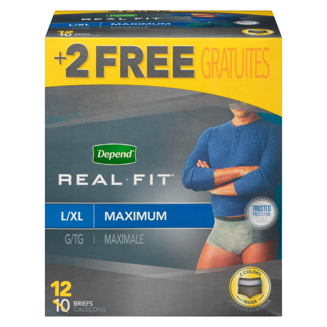 DEPEND REAL FIT UNDERWEAR MEN L/XL MAX ABS 12