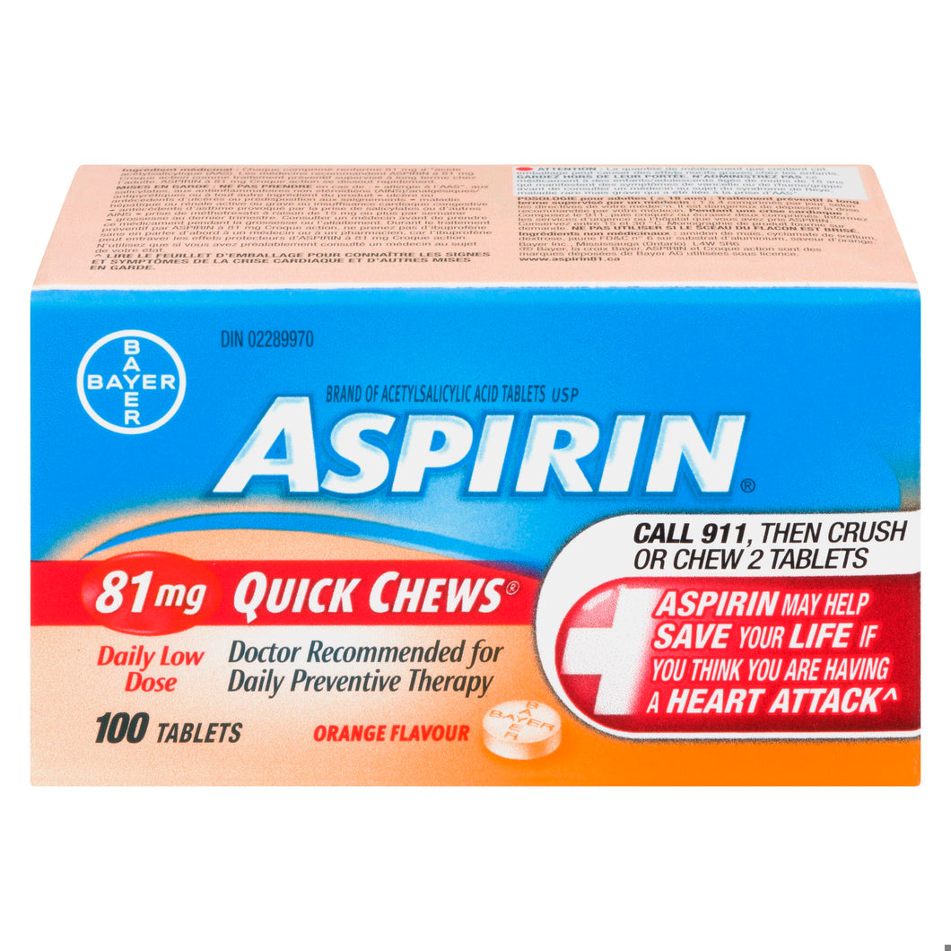 ASPIRIN QUICK CHEW TB 81MG 100