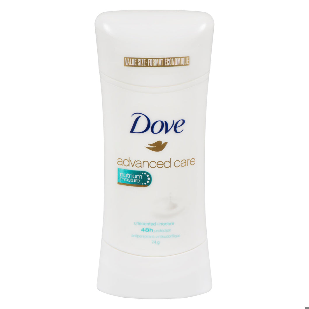 DOVE ADVANCED CARE UNSCENTED 74G